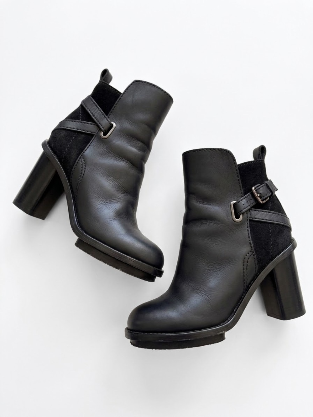 Acne Studios Leather Ankle Boots Cypress Size 36 Black Block Heel Fall Luxury